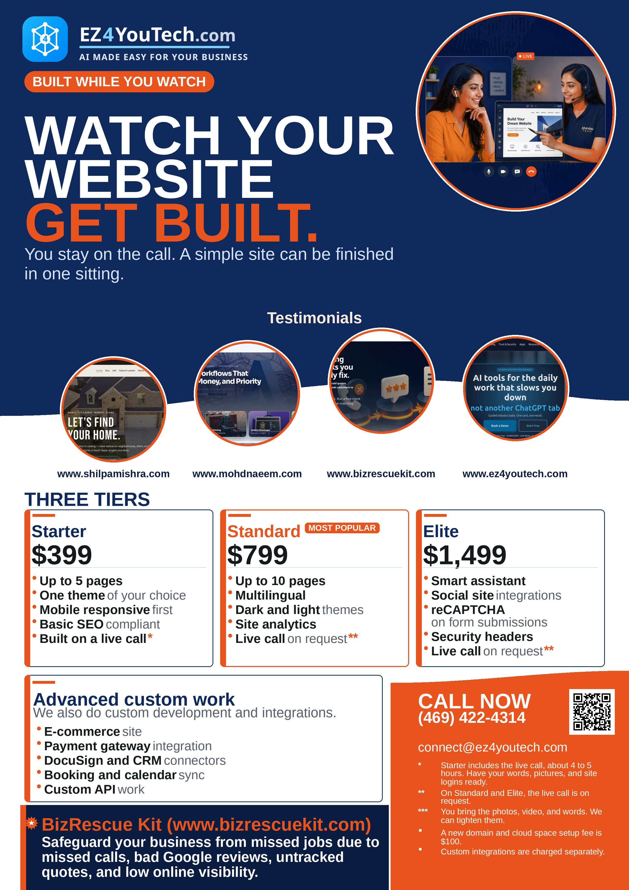 EZ4YouTech.com LIVE website build flyer
