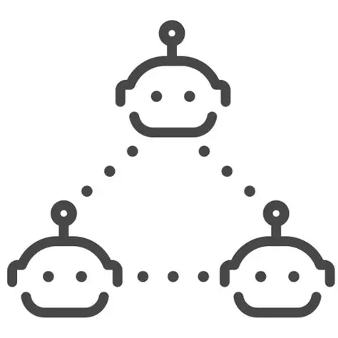 Connected AI agent icons in a network