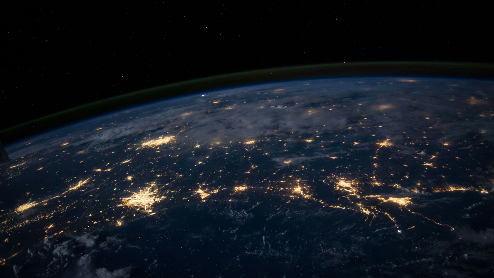Earth from space with city lights