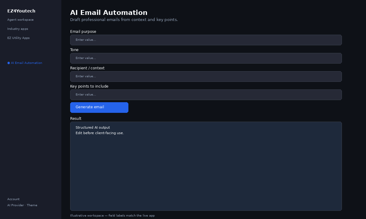 AI Email Automation draft-from-bullets workspace