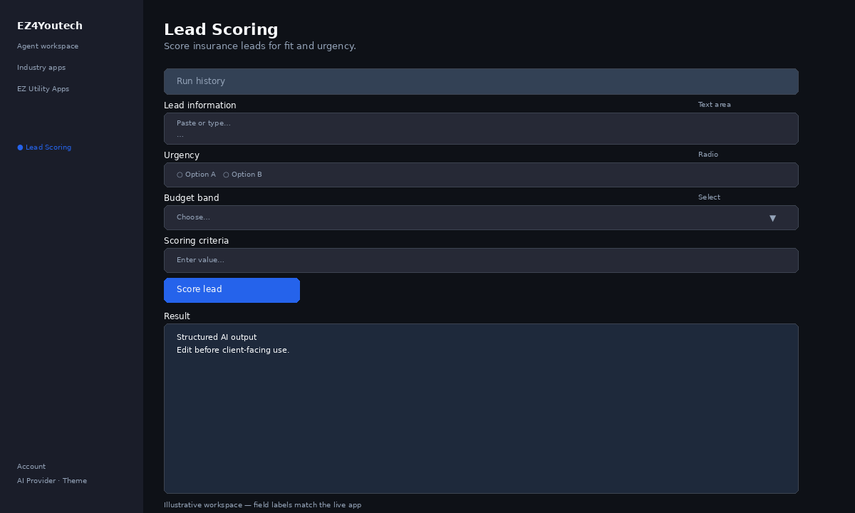 Example workspace for Lead Scoring with labeled fields